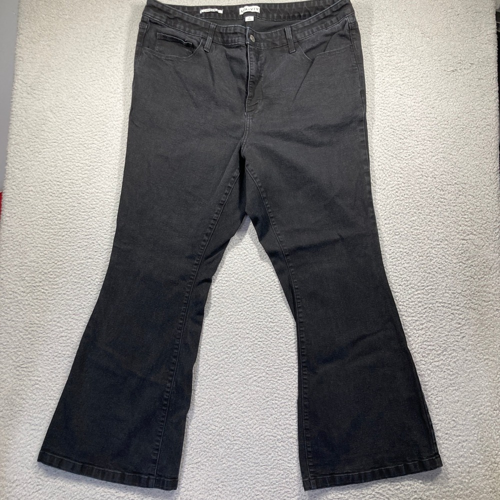 Ava & Viv Flare Jeans Womens 20 Black High Rise Comfort Stretch ModernDenim